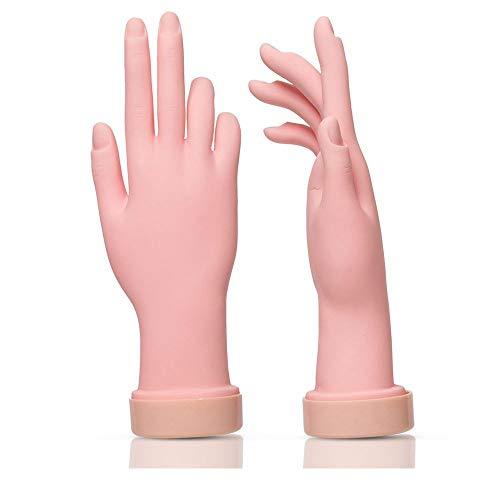 2 Pack Practice Nail Art Trainer Training Hand Tool Flexible Bendable Movable Fake Mannequin Right Hands Manicure Tool