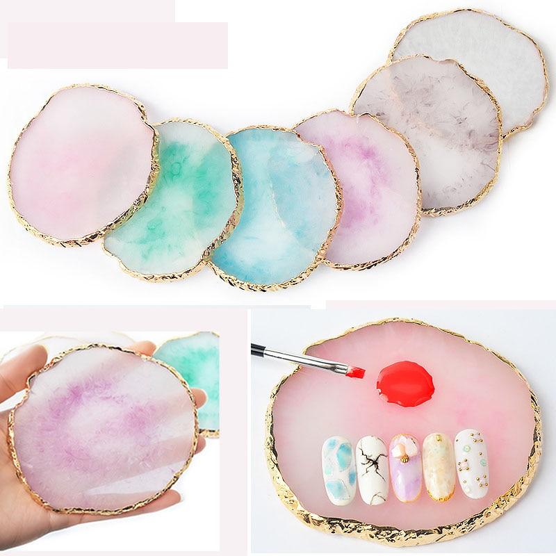 1 Pcs Resin Stone Color Palette False Nail Tips Drawing Nail Color Palette for Nail Color Mixing Display Manicure Polish Gel Too