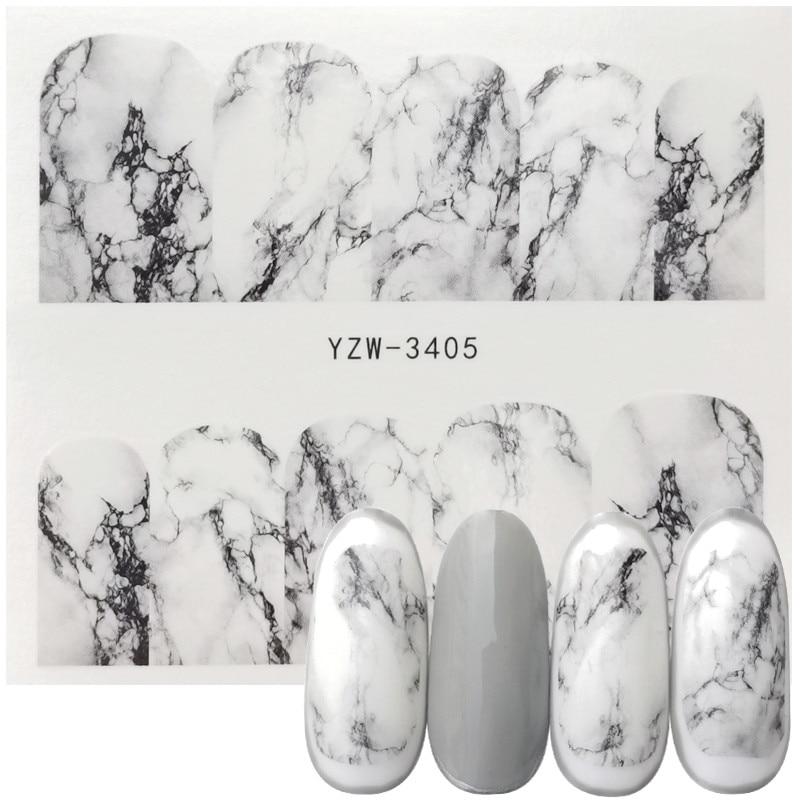 1 Sheet White Black Gradient Marble Nail Art Sticker Water Transfer Decal Watermark Slider Manicure Full Wrap Tool Decor|Stickers & Decals