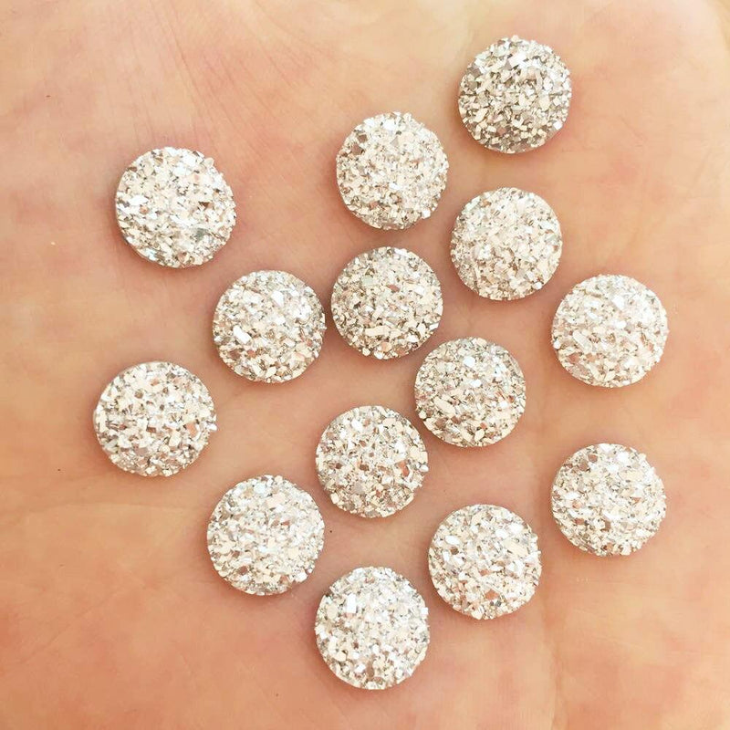 100pcs Resin Bling Convex mineral surface 10mm Round flatback rhinestone Ornaments DIY Wedding appliques craft SW649|Rhinestones