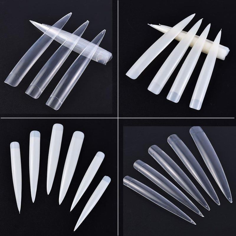 120Pcs/Bag Half Cover French Salon False Tips Extra Long Stiletto/Curved Sharp Ending Nail Art Acrylic Gel 10Sizes Press On Nail|False Nails