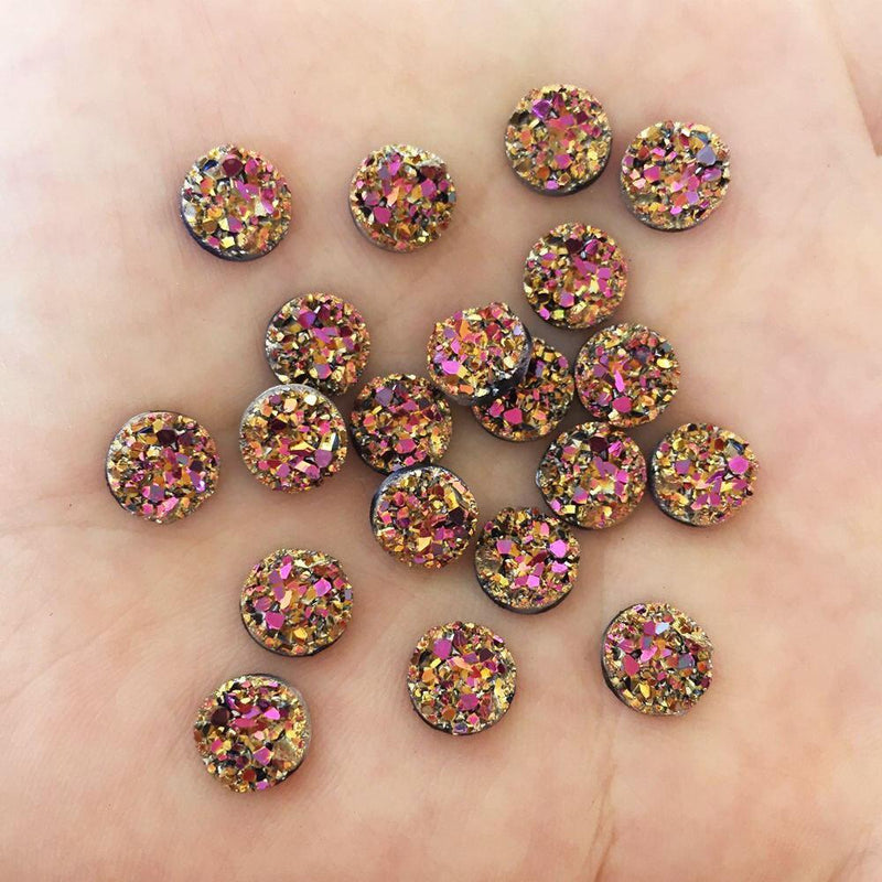 120pcs AB Resin Bling Irregularity surface Ore crystal 8mm Round flatback rhinestone Ornament DIY Wedding appliques craft SW72*3|Rhinestones