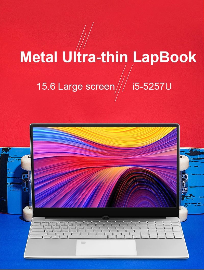 15.6 inch Metal Body Laptop intel i5 5257U 8GB 256 GB 512 GB SSD With Full Layout Keyboard Backlight Fingerprint Unlock Game|Laptops