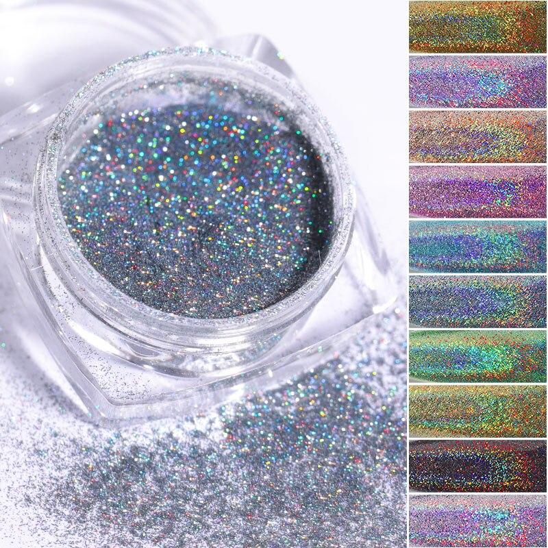 1Box Laser Nail Glitter Holographic Powder for Nails Mirror Polishing Chrome Pigments Shimmer Dip Powders Nail Art Decorations|Nail Glitter