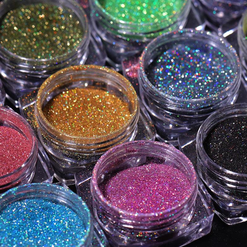 1Box Laser Nail Glitter Holographic Powder for Nails Mirror Polishing Chrome Pigments Shimmer Dip Powders Nail Art Decorations|Nail Glitter