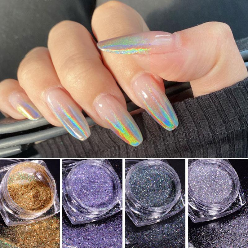 1Box Laser Nail Glitter Holographic Powder for Nails Mirror Polishing Chrome Pigments Shimmer Dip Powders Nail Art Decorations|Nail Glitter