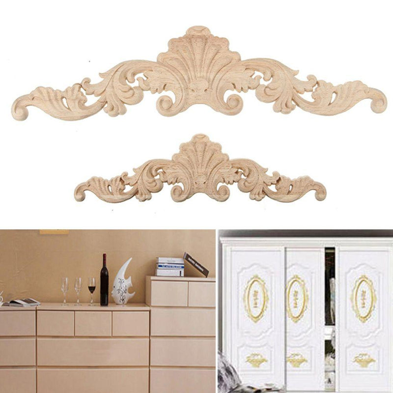 1PC European Style Floral Wood Carved Decal Furniture/Cabinets/Windows/Mirrors Appliques Frame Wooden Wall Doors Decoration|Statues & Sculptures