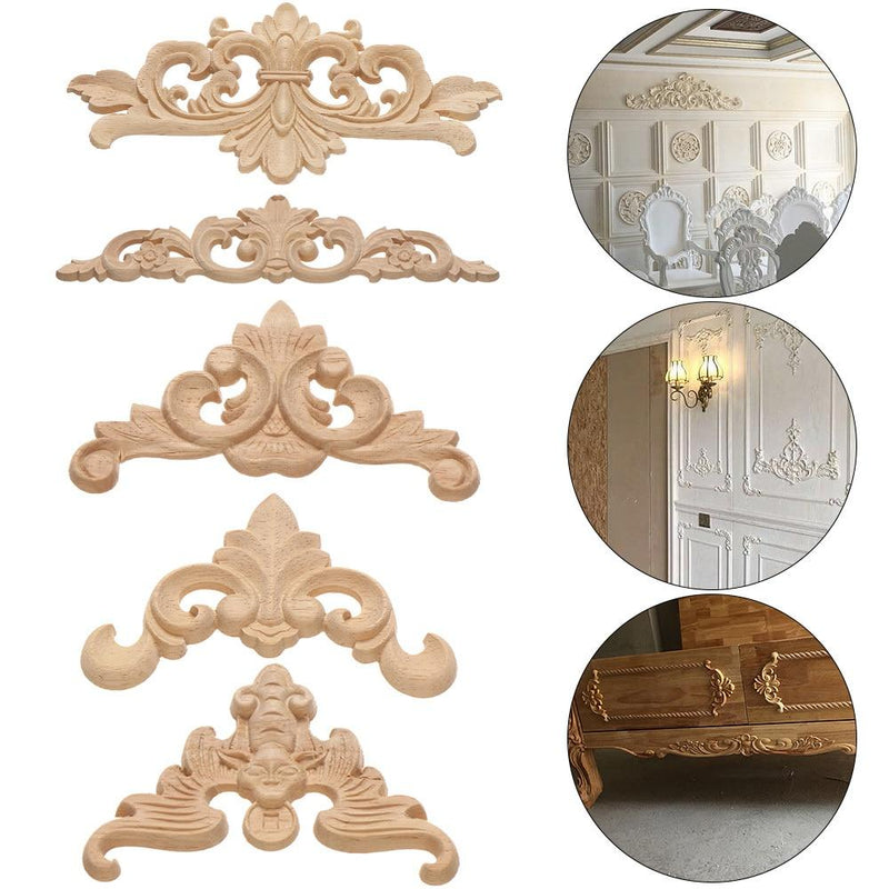 1PC Multi styles Rubber Natural Floral Wood Carved Corner Appliques Frame Wall Door Decoration Unique Furniture Parts Crafts|Statues & Sculptures