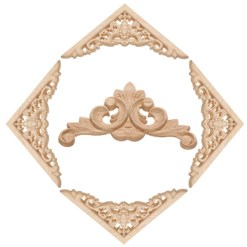 1PC Multi styles Rubber Natural Floral Wood Carved Corner Appliques Frame Wall Door Decoration Unique Furniture Parts Crafts|Statues & Sculptures