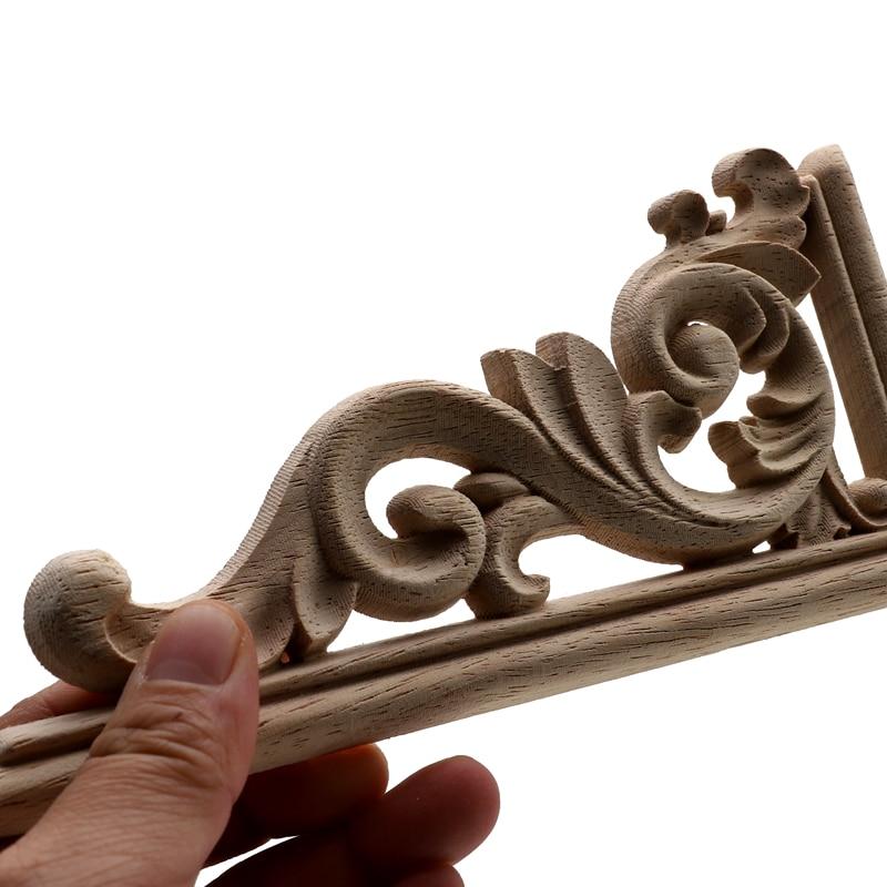 1Pc Unique Natural Floral Wood Carved Wooden Figurines Crafts Corner Appliques Frame Wall Door Furniture Woodcarving Decorative|Figurines & Miniatures