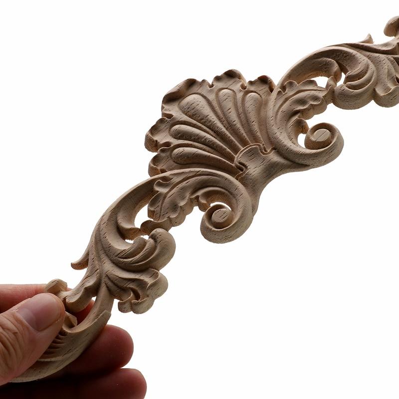 1Pc Unique Natural Floral Wood Carved Wooden Figurines Crafts Corner Appliques Frame Wall Door Furniture Woodcarving Decorative|Figurines & Miniatures