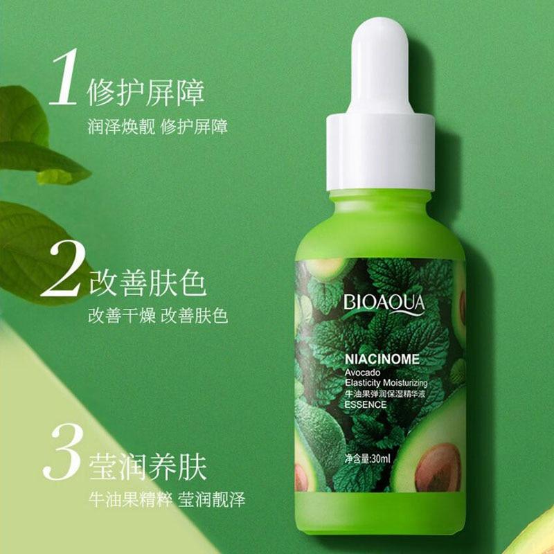 1Pcs Avocado Elastic Moisturizing Face Serum hydrating Brightening Shrinking Pore Refreshing Essence|Serum