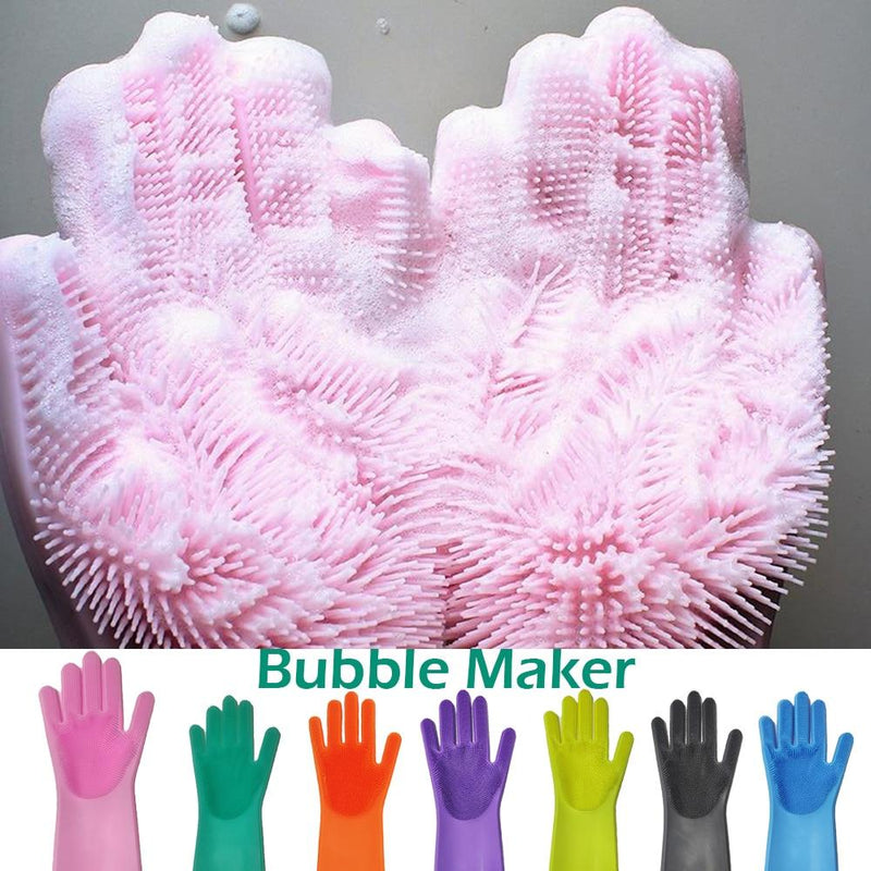 1Pcs Silicone Dishwashing Gloves with Cleaning Brush Kitchen Housekeeping Washing Gloves 100% Food Grade Cleaning Gloves|Household Gloves