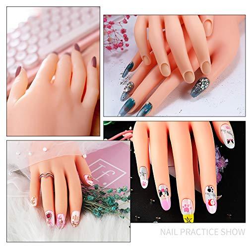 AORAEM Nail Trainning Practice Hand Flexible Soft Plastic Mannequin Hand Nail Art Trainer Manicure Practice Hand Tool