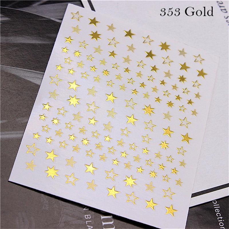 1pcs Lovely Stars Geometry 3D Nails Art Sticker gold/silver/rose gold Ornaments self Adhesive Sliders Manicure Accessories new|Stickers & Decals