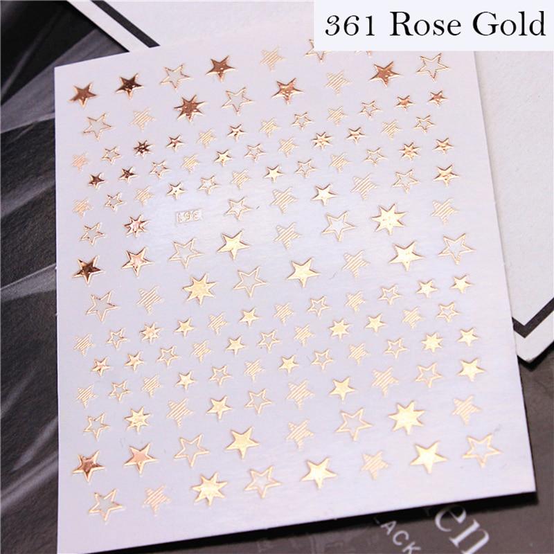 1pcs Lovely Stars Geometry 3D Nails Art Sticker gold/silver/rose gold Ornaments self Adhesive Sliders Manicure Accessories new|Stickers & Decals