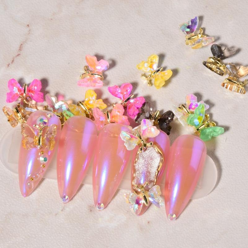 1pcs Super Shiny AB Crystal Butterfly Nail Art Decoration 3D Holographic Butterflies Rhinestones DIY UV Gel Manicure Accessories|Rhinestones & Decorations