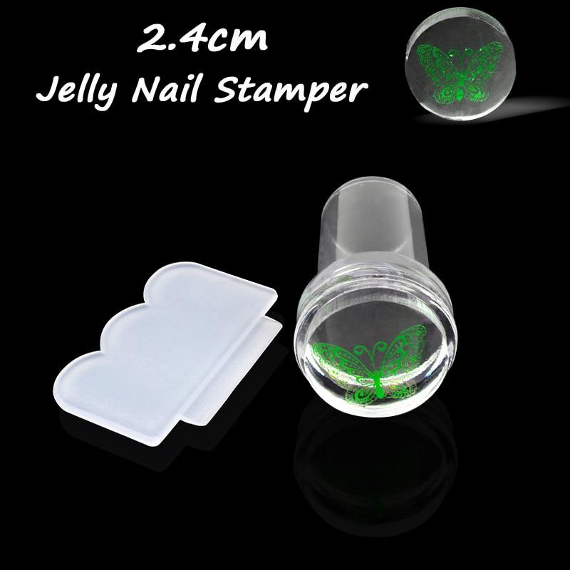 2.4cm New Design Pure Clear Jelly Silicone Nail Art Stamper Scraper Transparent Nail Stamp Stamping Tool|stamping tool|transparent nail stampclear jelly