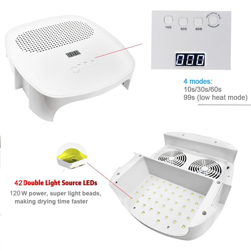 2 IN 1 Fashional Nail Lamp&Nail Dust Collector Machine Manicure Salon Tool With 42LEDs Two Fans Nail Art Equipment nail supplies|Nail Art Equipment