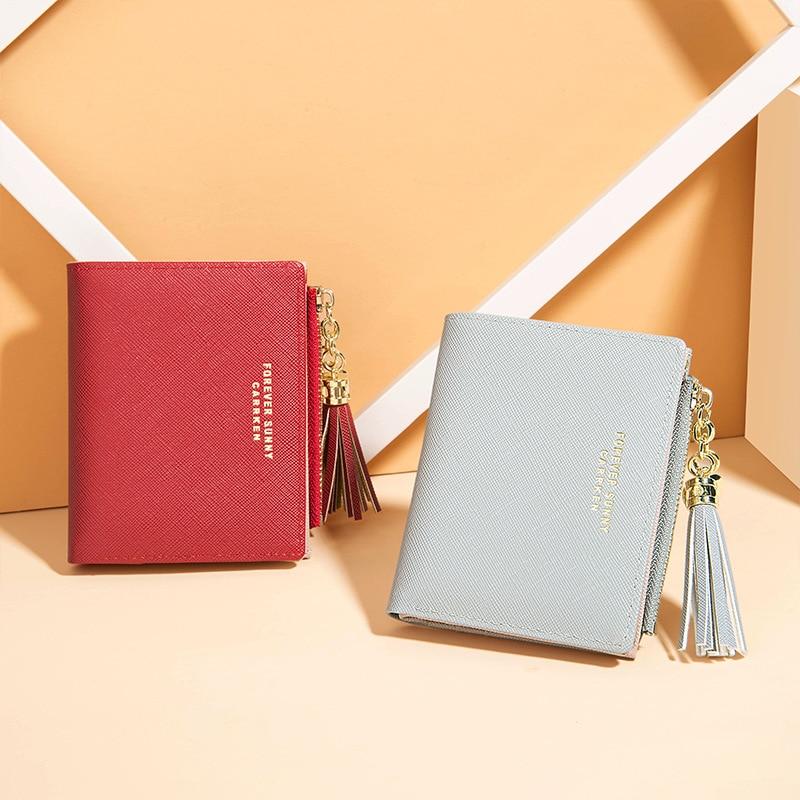 2020 Tassel Women Wallet Small Cute Wallet Women Short Leather Women Wallets Zipper Purses Portefeuille Female Purse Clutch|Wallets