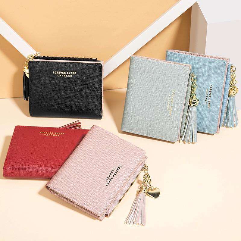 2020 Tassel Women Wallet Small Cute Wallet Women Short Leather Women Wallets Zipper Purses Portefeuille Female Purse Clutch|Wallets