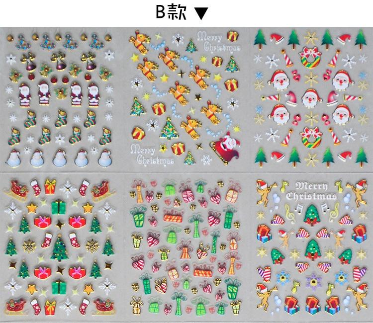 24 Sheets Christmas 3D Nail Sticker Water Decal Holographic FoilSanta Tree Snowflakes Variety Nail Art Decal Sticker Set CMS901|Stickers & Decals