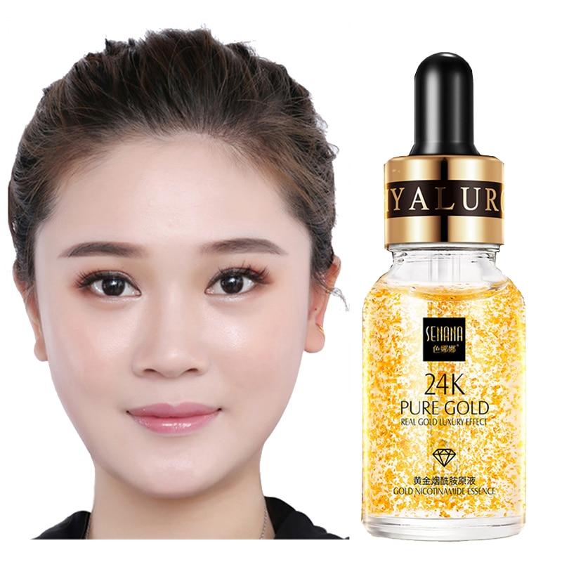 24K Gold Hyaluronic Acid Face Serum Replenishment Moisturize Shrink Pore Brighten Skin Care Lift Firming Essence|Serum