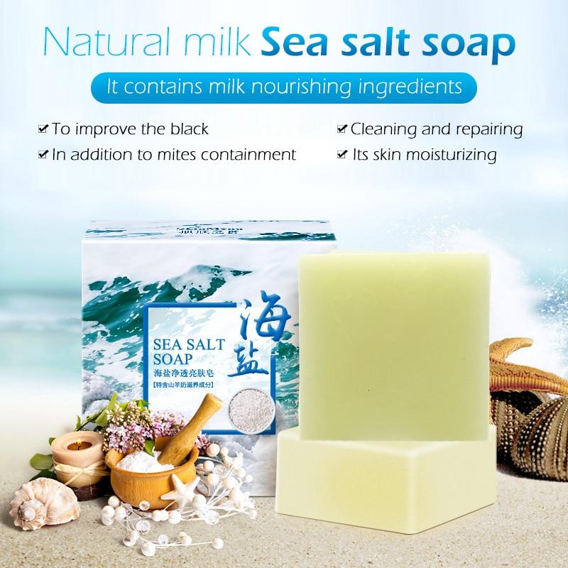 Sea Salt Soap whitening Moisturizing Wash Base Removal Pimple Pores Acne Treatment Face Care Wash Basis Soap Shower TSLM1|Soap