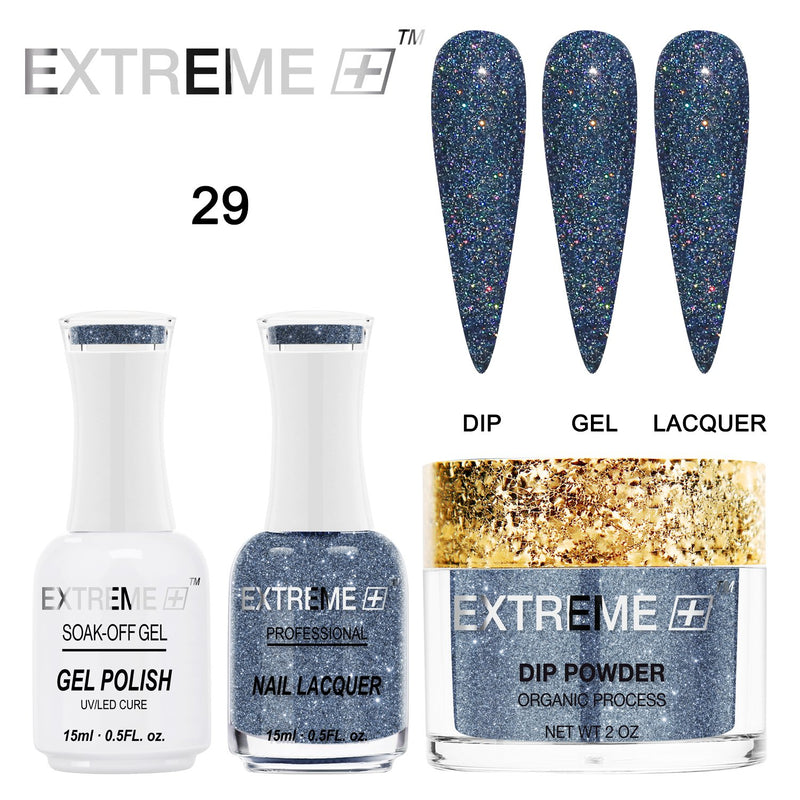 EXTREME+ Trio - Gel, Lacquer, & Dip Combo - HOLO CHROME -