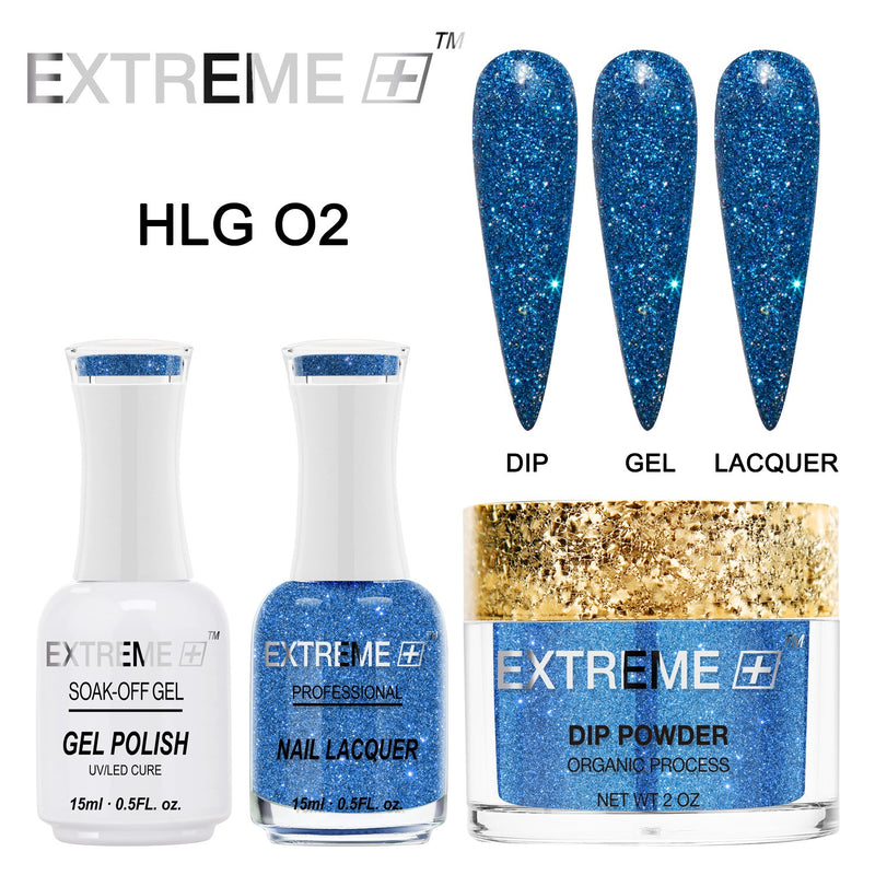 EXTREME+ Trio - Gel, Lacquer, & Dip Combo - HOLO CHROME -