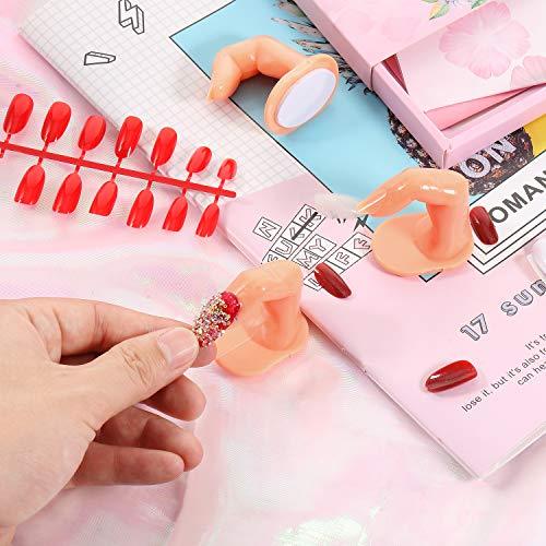 20 Pieces Practice Manicure Fingers with False Nails Training Fingers for Acrylic Gel Nail Art Hand Nail Art Training Display Decoration