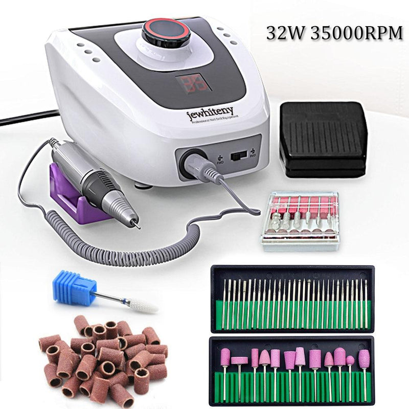 32W 35000RPM Electric Nail Drill manicure Machine File New Version of Copper Handle Nail Tool Kit Electric Nail File with Cutter|Electric Manicure Drills