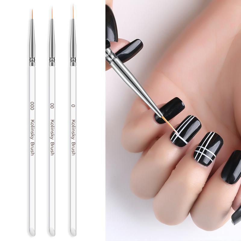 3pcs/set Nail Art Liner Painting Pen 3D Tips DIY Acrylic UV Gel Brushes Drawing Flower Line Grid French Design Manicure Tools|Nail Brushes