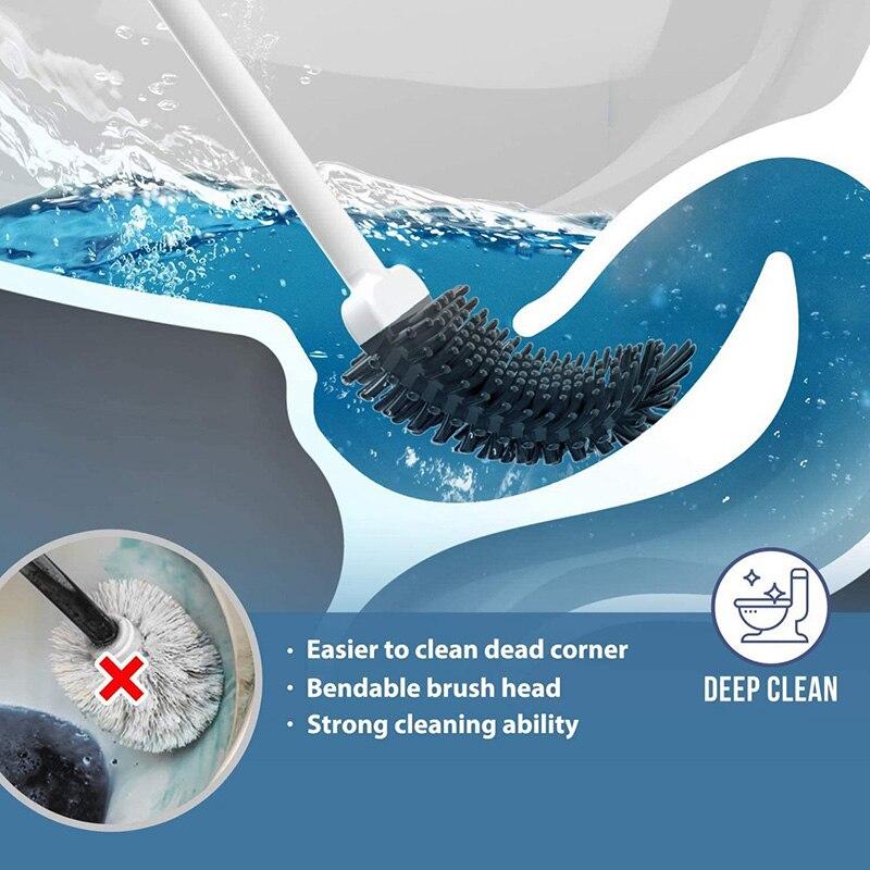 Silicone Toilet Brush Silicone Flex Toilet Brush With Holder Wash Brushes Wall mounted Bathroom Toilet Cleaner Dropshipping|Cleaning Brushes