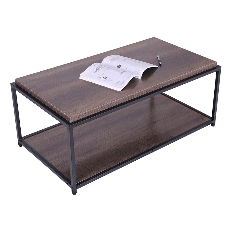 Tea Table End Table For Office Home Coffee Table Sturdy Design Metal Legs Wooden Coffee Tables For Living Room 2 Layer Furniture|Café Tables