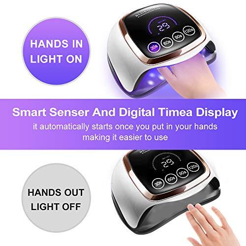 UV LED Nail Lamp, Gugusure 168W Nail Curing Lamps for Home & Salon, Led Nail Dryer for Gel Polish with Automatic Sensor/4 Timer Setting, Professional Nail Art Tools for Fingernail and Toenail Nail