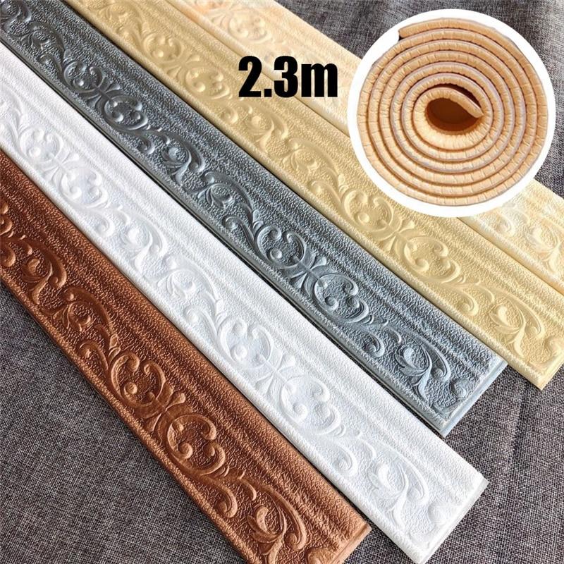 3D Foam Wall Stickers Self Adhesive Waterproof Baseboard Wallpaper Border Wall Sticker Living Room Bedroom Home Decorations|Wall Stickers