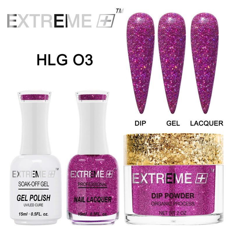 EXTREME+ Trio - Gel, Lacquer, & Dip Combo - HOLO CHROME -