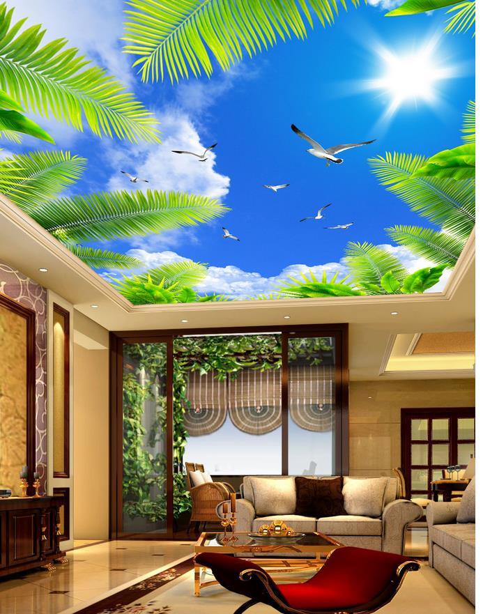 3d ceiling murals wallpaper Blue sky white clouds tree seabird sunshine ceiling murals photo 3d wallpaper wallpaper 3d ceiling|3d ceiling|wallpaper 3d ceilingphoto 3d