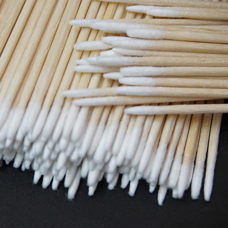 300pcs/bag Cotton Buds Swabs 7cm Long Wooden Handle Tattoo Makeup Microblade Cotton Swab Sticks Makeup Cotton Swabs|Cotton Swabs