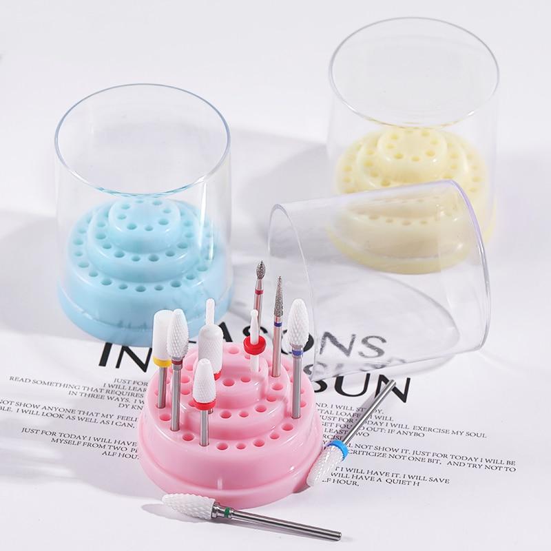 48 Holes Nail Drill Bits Holder Stand Display Nail Drill Showing Shelf Organizer Container Mill Cutter Case Manicure Accessories|Nail Art Equipment