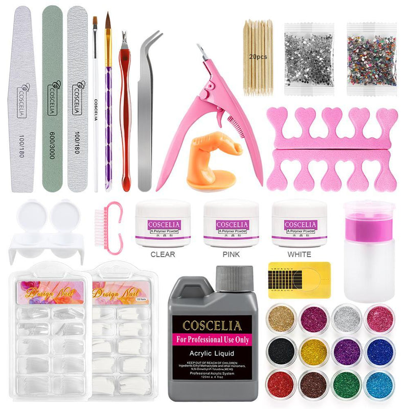 Pro Acrylic Kit Nail Manicure Set With Acrylic Liquid Nail Glitter Powder Nail Tips Decoration Acrylic Brush Nail Art Tool Kit|Sets & Kits