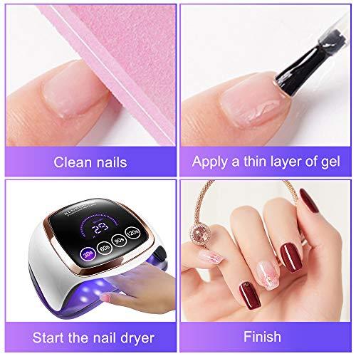 UV LED Nail Lamp, Gugusure 168W Nail Curing Lamps for Home & Salon, Led Nail Dryer for Gel Polish with Automatic Sensor/4 Timer Setting, Professional Nail Art Tools for Fingernail and Toenail Nail