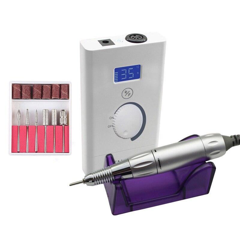 LCD 35000RPM Rechargeable Nail Drill Machine 6000mAh Manicure Drill Pedicure Drill Professional Nail Drill Machine Set Portable|Electric Manicure Drills