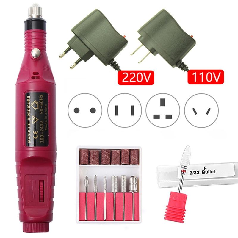 1set Professional Electric Nail Drill Machine Manicure Drill Pedicure Drill Machine Milling Cutters Set Salon Nail Drill Machine|Electric Manicure Drills