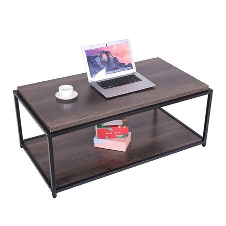 Tea Table End Table For Office Home Coffee Table Sturdy Design Metal Legs Wooden Coffee Tables For Living Room 2 Layer Furniture|Café Tables