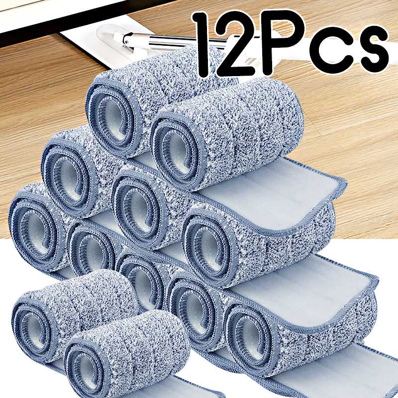 6/12 PCS Microfiber Mop Cloth Kitchen Floor Cleaning for 12X33cm Flat Squeeze Mop Replacement Mop Pads Household Tools|Mops