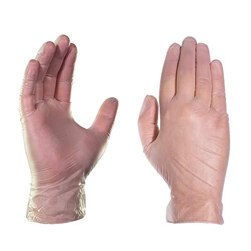 GLOVEPLUS AMMEX Industrial Clear Vinyl Gloves, Box of 100, 4 mil, Size Medium, Latex Free, Powder Free, Food Safe, Disposable, Non-Sterile, IVPF44100-BX