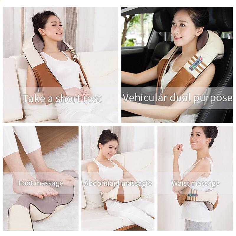 (with Gift Box) JinKaiRui U Shape Electrical Shiatsu Back Neck Shoulder Body Massager Infrared Heated Kneading Car/Home Massager|massage infrared|body massagercar back massage