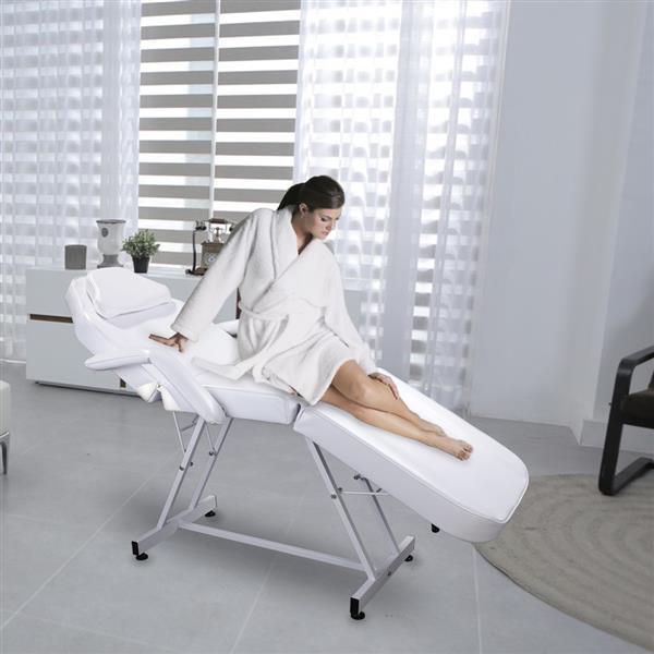 75" PVC & Iron & Sponge Professional Adjustable Beauty Salon SPA Massage Table Bed Tattoo Chair White|Massage Chair